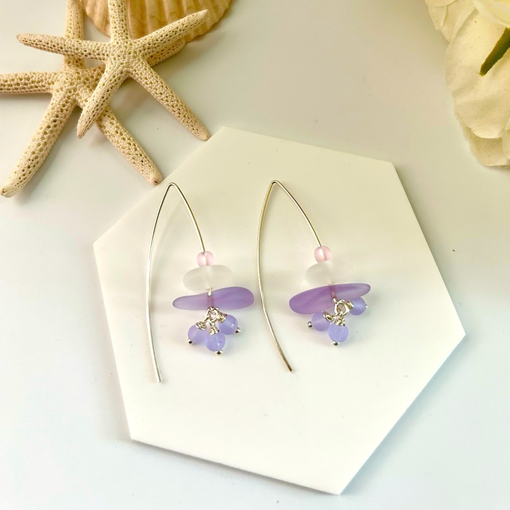Kai Serenity Drop Seaglass Earrings- Light Purple